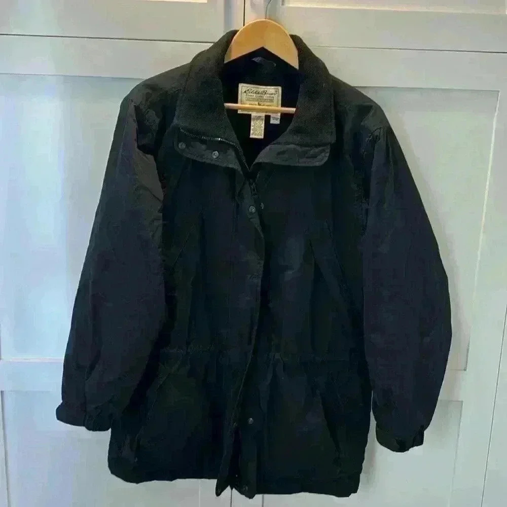 Eddie Bauer Black Zip up Jacket pockets size: Medium - Picture 1 of 9